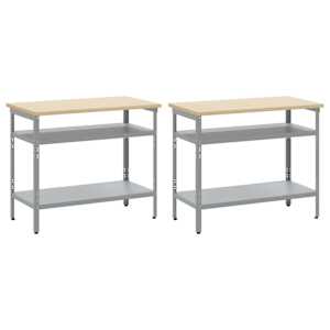 Sada pracovního stolu 2 pcs Beige a šedá 200 x 55 x 85 cm - obrázek 3