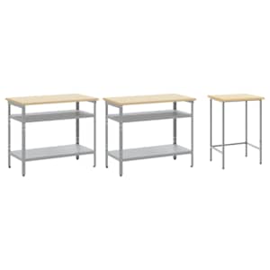 Sada pracovního stolu 3 pcs Beige a šedá Práškově lakovaná ocel - obrázek 3