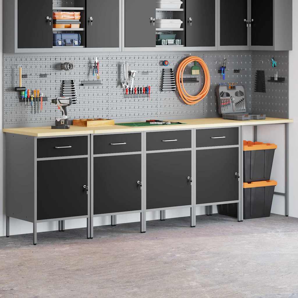 Ensemble de bureau et table d'angle 5 pièces vidaXL en bois noir