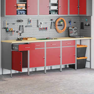 vidaXL Radni ormar 5 pcs Crvena 255 x 55 x 85 cm Konstruirano drvo