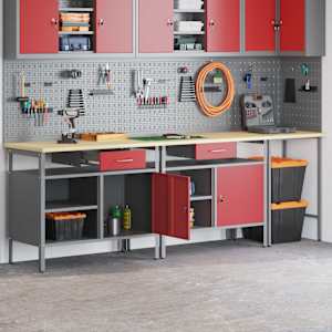 Komplet delovne mize 3 pcs Črna in siva Prašno lakirano jeklo