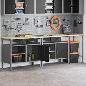 Komplet delovne mize 3 pcs Rdeča in siva Prašno lakirano jeklo