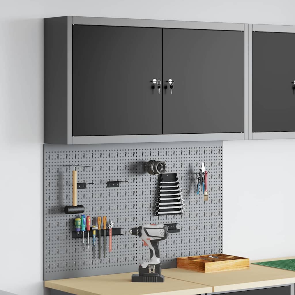 3-dielna montážna skrinka a pegboard sada s čierneho kovu 3321398