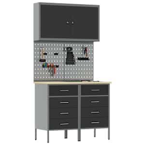 Pracovní skříň se zásuvkou 5 pcs Černá Inženýrské dřevo a ocel - obrázek 3