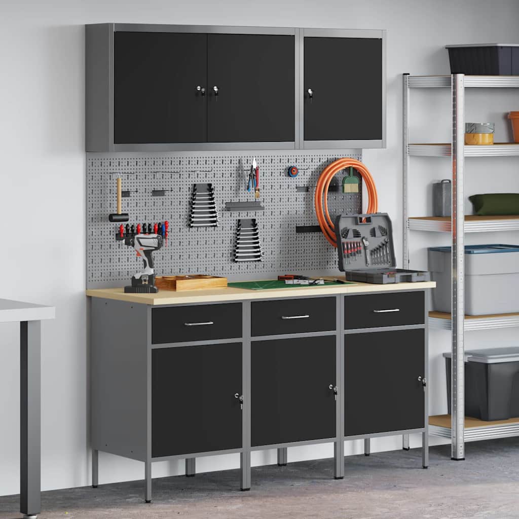 Ensemble de banc de travail en 8 pièces en acier noir
