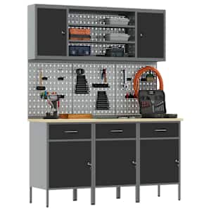 Pracovní skříň se zásuvkou 7 pcs Černá Inženýrské dřevo a ocel - obrázek 3