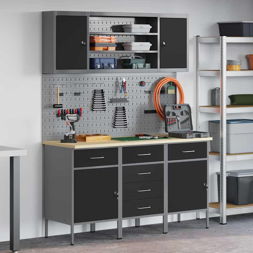 Set de 7 pièces de banc de travail en acier noir