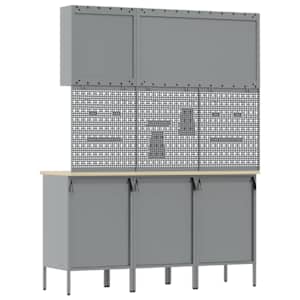 Pracovní skříň se zámkem 8 pcs Červená Inženýrské dřevo a ocel - obrázek 8