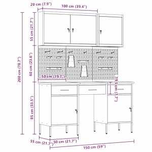 Pracovní skříň se zásuvkou 10 pcs Černá Inženýrské dřevo a ocel - obrázek 13
