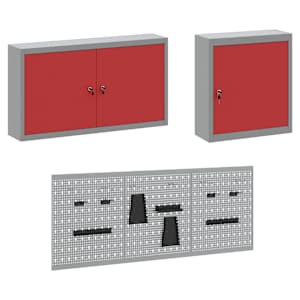 Pracovní skříň se zámkem 10 pcs Červená Inženýrské dřevo a ocel - obrázek 7