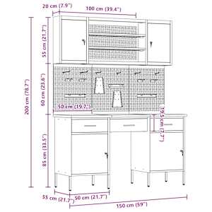 Pracovní skříň se zásuvkou 10 pcs Černá Inženýrské dřevo a ocel - obrázek 13