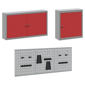 Pracovní skříň se zámkem 8 pcs Červená Inženýrské dřevo a ocel - obrázek 7