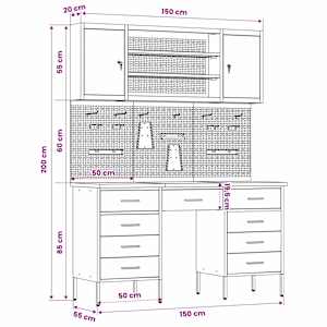 Pracovní skříň se zámkem 8 pcs Červená Inženýrské dřevo a ocel - obrázek 13