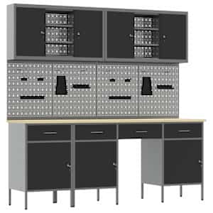 vidaXL T&ouml;&ouml;kapp sahtliga lukuga 10 tk Must T&ouml;&ouml;deldud puit ja teras
