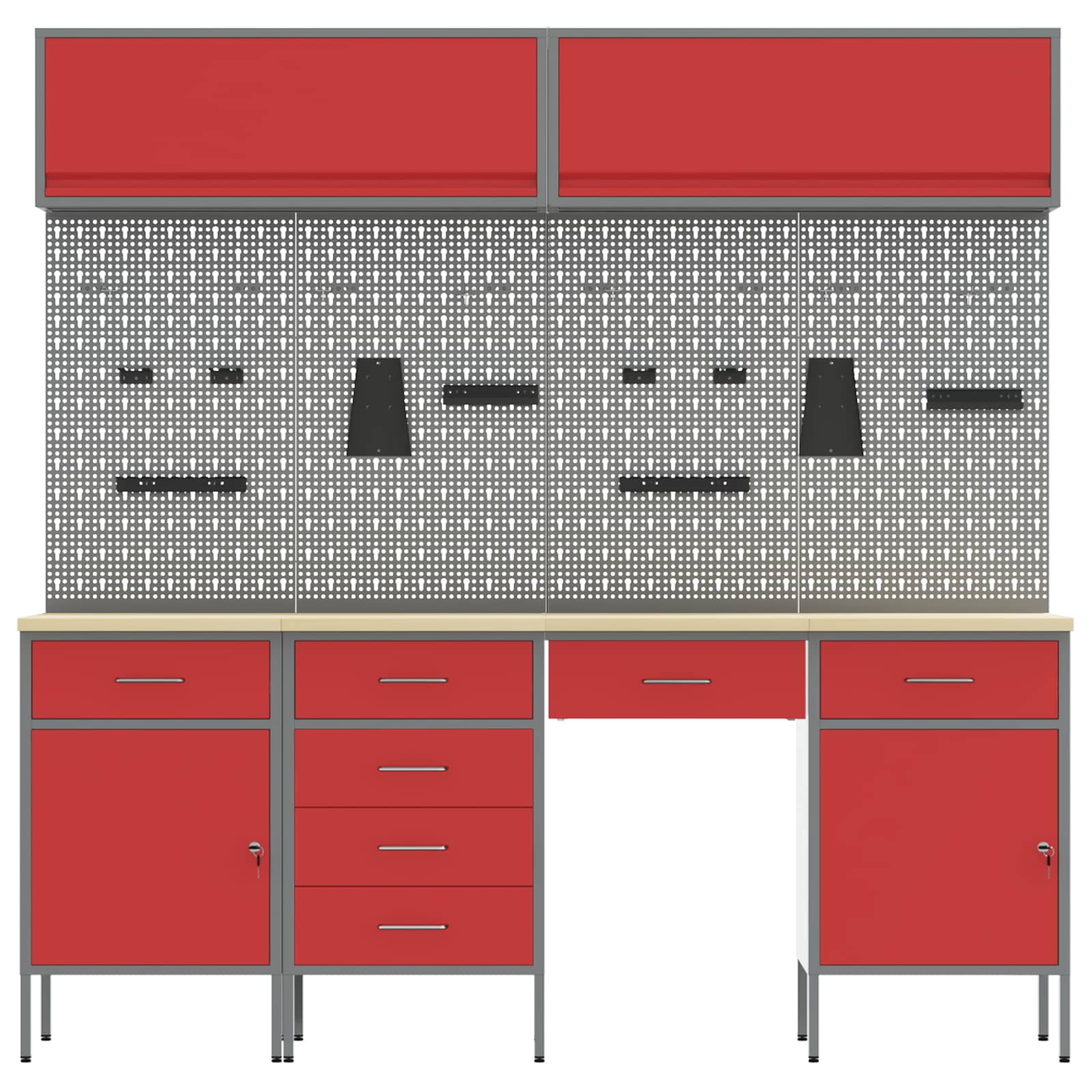 vidaXL Banc de lucru cu sertar 10 pcs Negru 200 x 55 x 200 cm Oțel