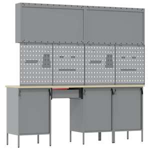 Pracovní skříň se zámkem 10 pcs Červená Inženýrské dřevo a ocel - obrázek 10