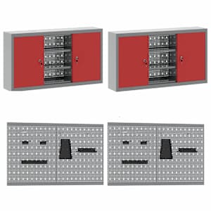Pracovní skříň se zámkem 10 pcs Červená Inženýrské dřevo a ocel - obrázek 6