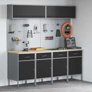 Set delovnih omar s predalom s shranjevanjem 10 pcs Črna