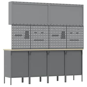 Pracovní skříň se zámkem 10 pcs Červená Inženýrské dřevo a ocel - obrázek 10