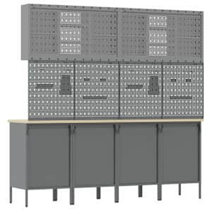 Pracovní skříň se zásuvkou 10 pcs Černá Inženýrské dřevo a ocel - obrázek 10
