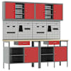 vidaXL T&ouml;&ouml;lauakomplekt 8 tk Punane ja hall Pulberv&auml;rvitud teras