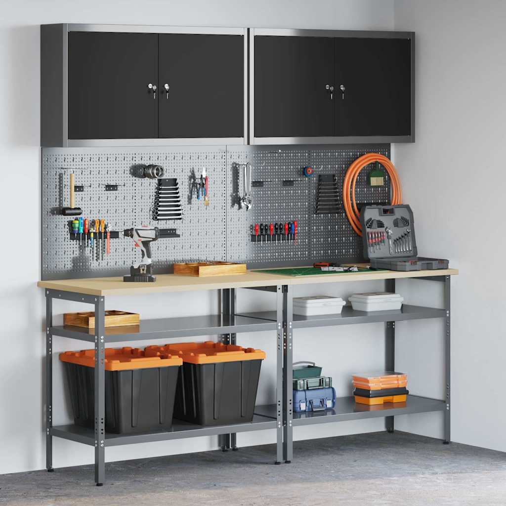 Set de 8 pièces en acier gris pour banc de travail
