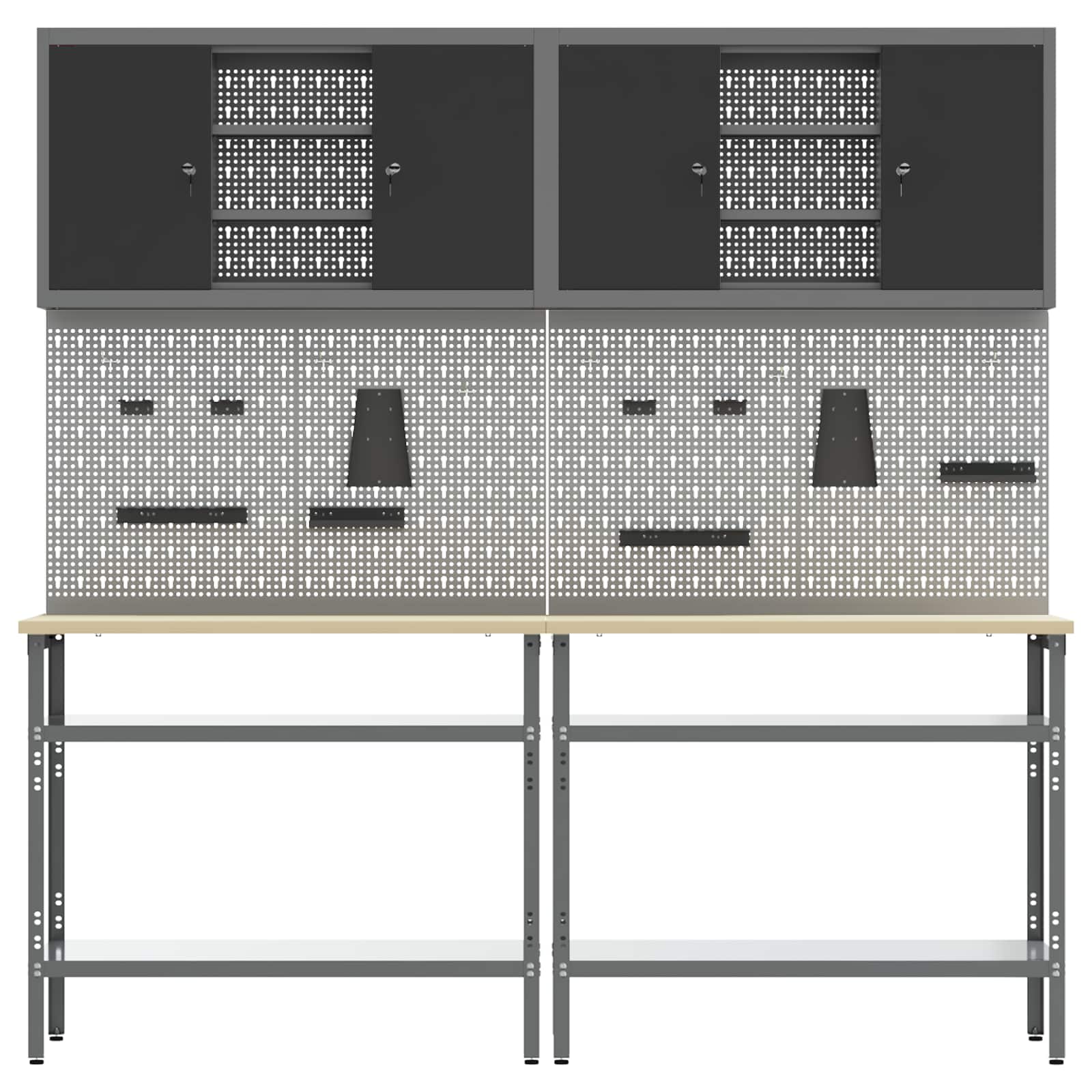 Darbagalda komplekts ar plauktu ar uzglabāšanu 8 pcs Pelēka