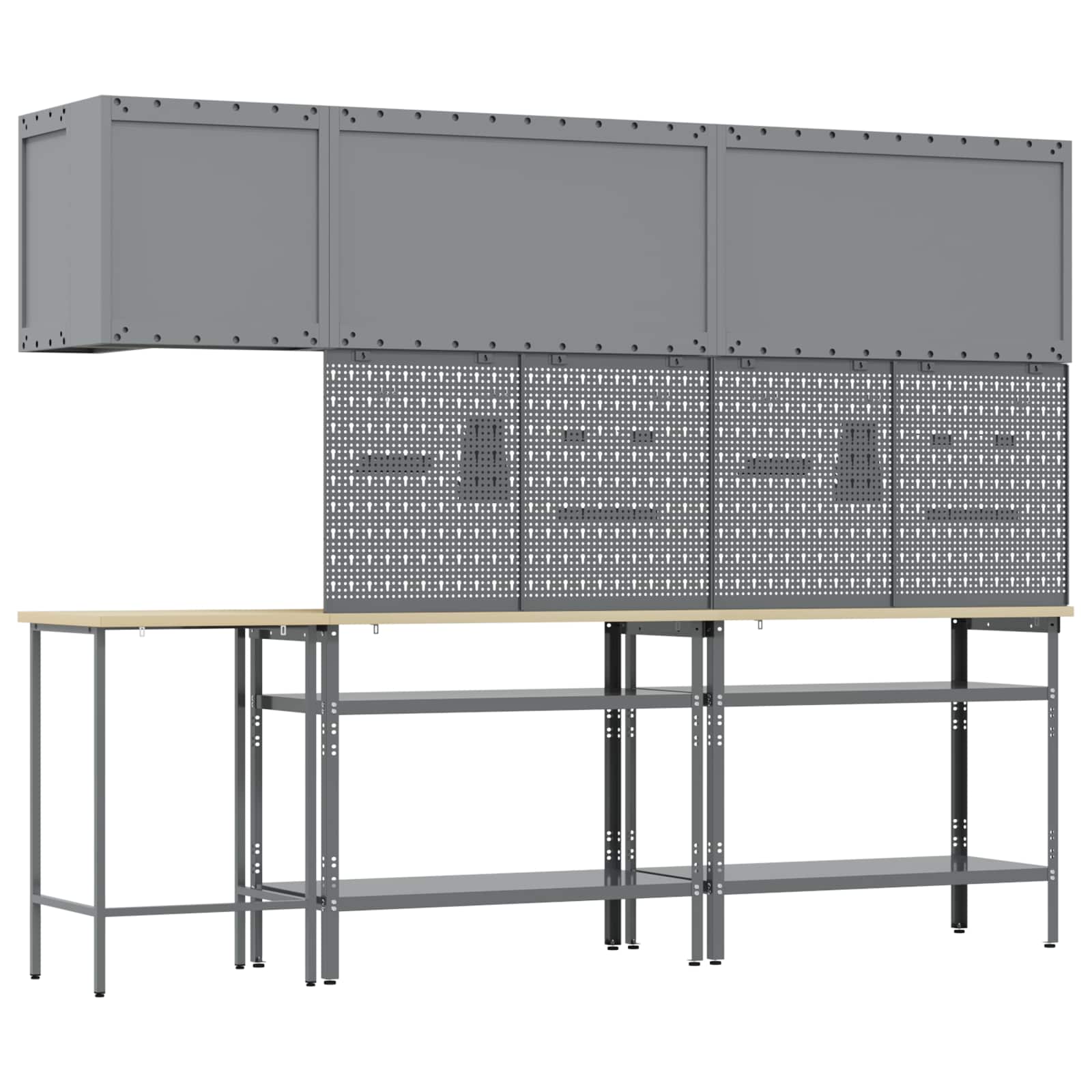 Set delovnih omar s polico s shranjevanjem 10 pcs Črna in siva - slika 8