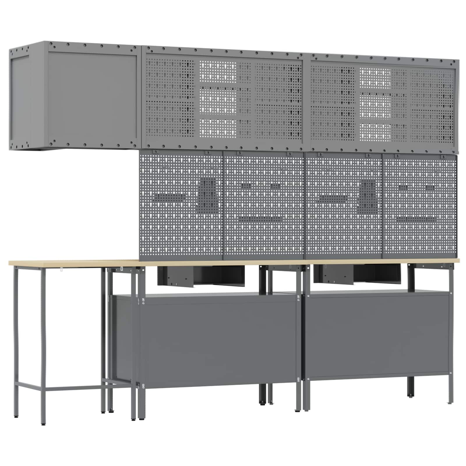 Set delovnih omar s predalom s polico 10 pcs Črna in siva - slika 6