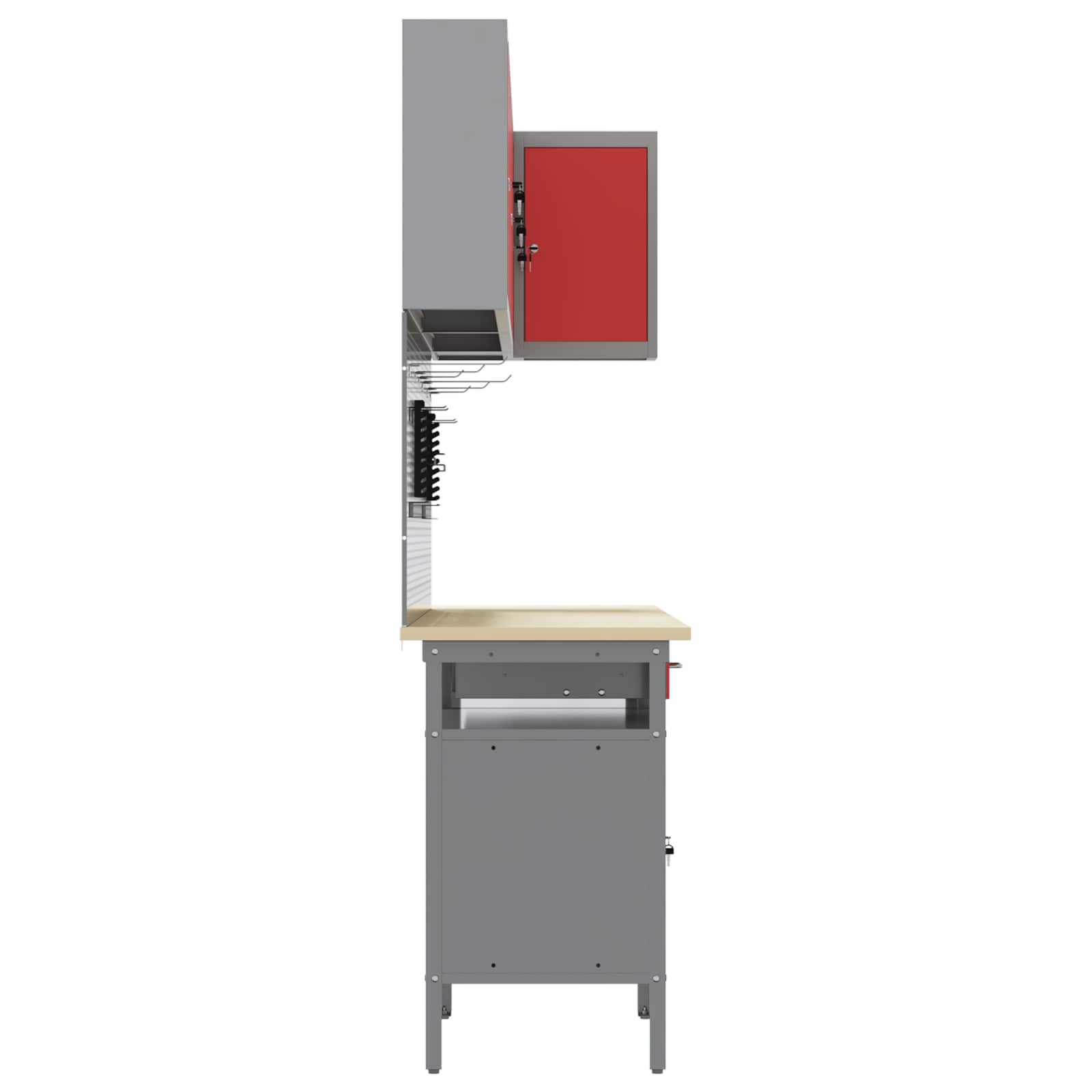 Darba skapju komplekts ar atvilktni 10 pcs Sarkans un pelēks