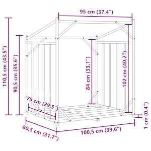 Stojan na palivové dřevo s krytem 100,5x80,5x110,5 cm - obrázek 12