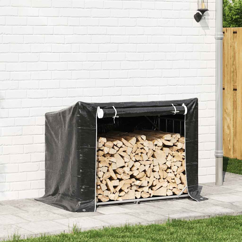 vidaXL Polttopuuteline sadesuojalla 151x80,5x110,5 cm galvanoitu teräs