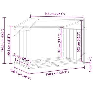 Stojan na palivové dřevo s krytem 150,5x100,5x110,5 cm - obrázek 12
