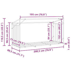 Stojan na palivové dřevo s krytem 200,5x80,5x110,5 cm - obrázek 12