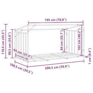 Stojan na palivové dřevo s krytem 200,5x100,5x110,5 cm - obrázek 12
