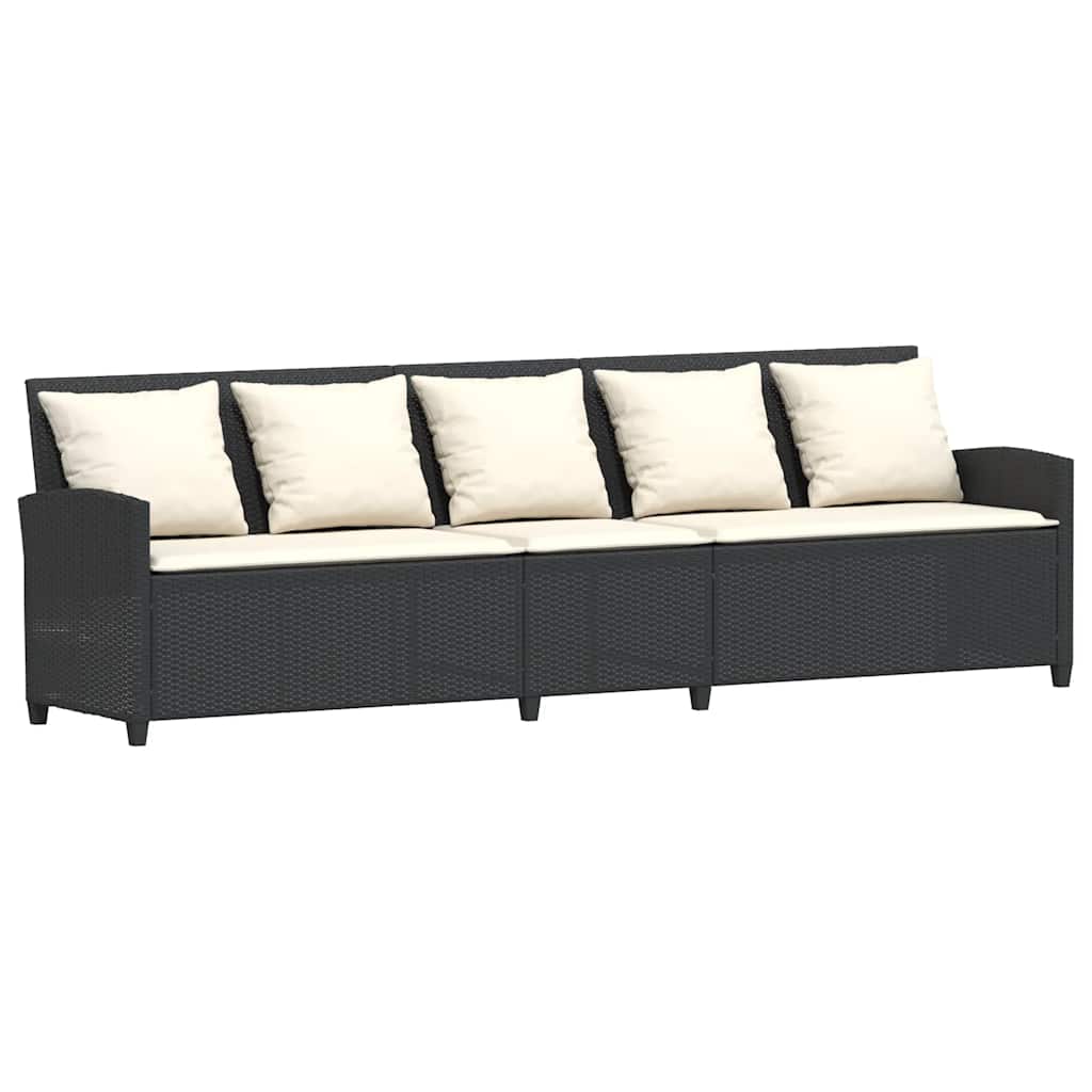 Thumbnail - vidaXL Gartensofa 5-Sitzer mit Kissen Schwarz Poly Rattan