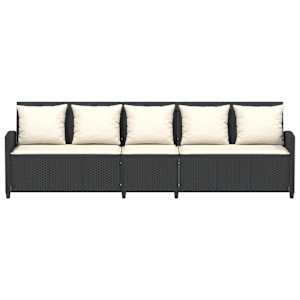 Zahradní pohovka 5-místná s polštáři Black Poly Rattan - obrázek 4