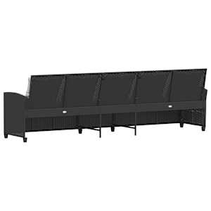 Zahradní pohovka 5-místná s polštáři Black Poly Rattan - obrázek 6