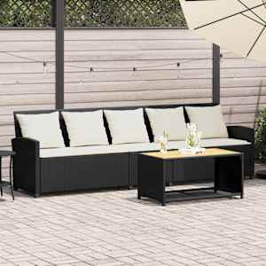 Zahradní pohovka 5-místná s polštáři Black Poly Rattan - obrázek 1