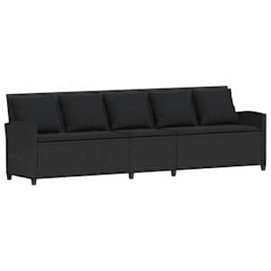 Zahradní pohovka 5-místná s polštáři Black Poly Rattan - obrázek 2