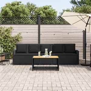 Zahradní pohovka 5-místná s polštáři Black Poly Rattan - obrázek 3