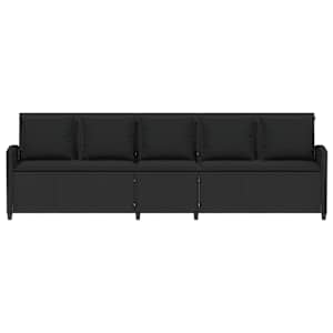 Zahradní pohovka 5-místná s polštáři Black Poly Rattan - obrázek 4