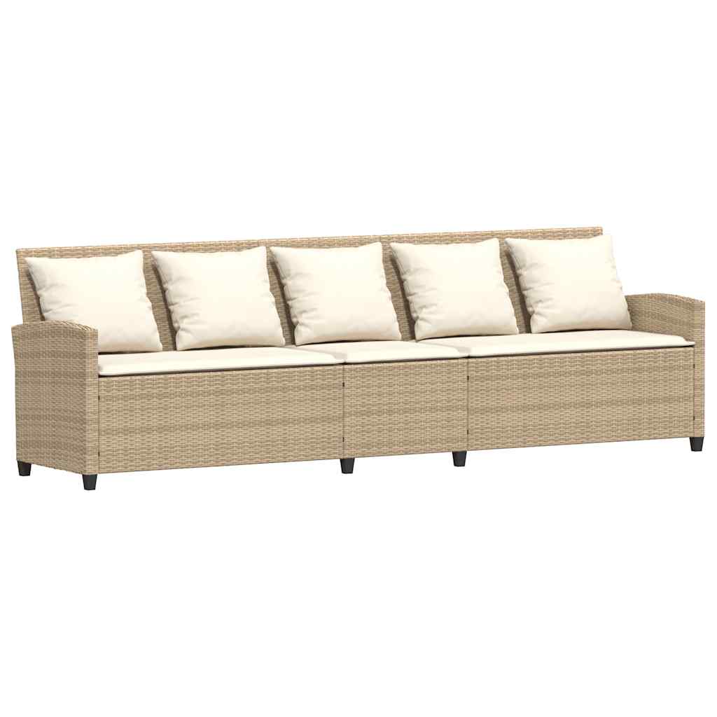 Thumbnail - vidaXL Gartensofa 5-Sitzer mit Kissen Beige Poly Rattan