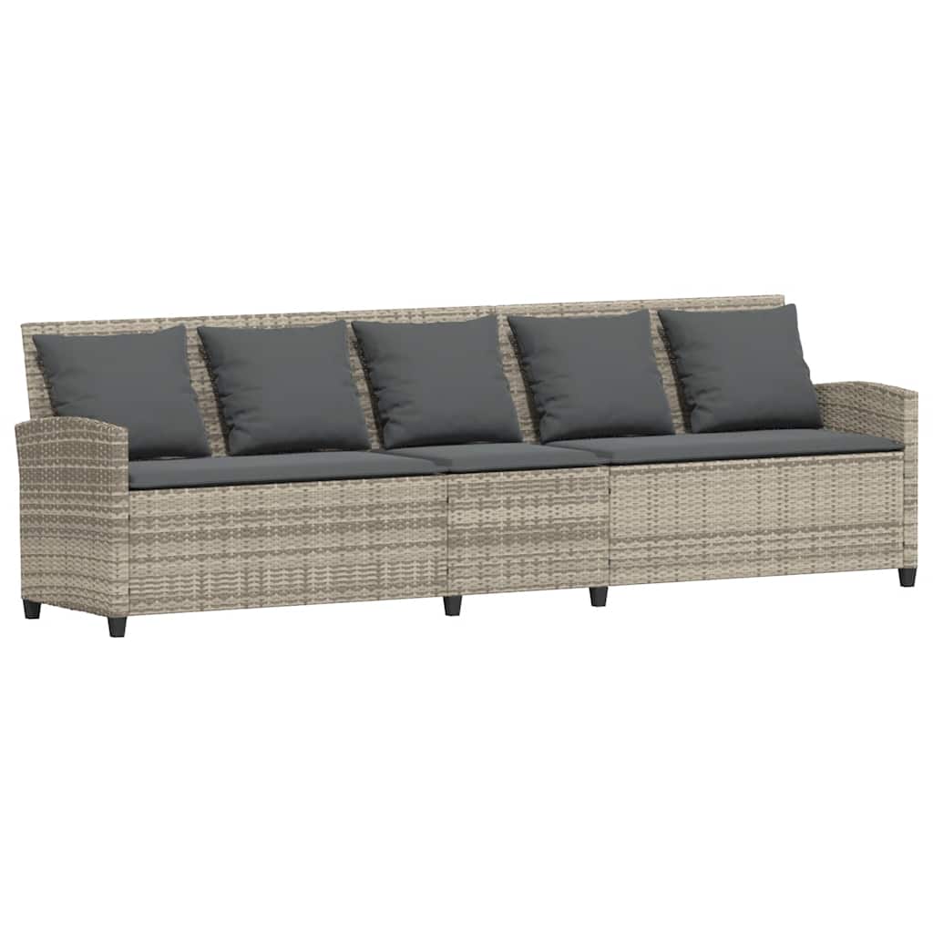 Thumbnail - vidaXL Gartensofa 5-Sitzer mit Kissen Hellgrau Poly Rattan