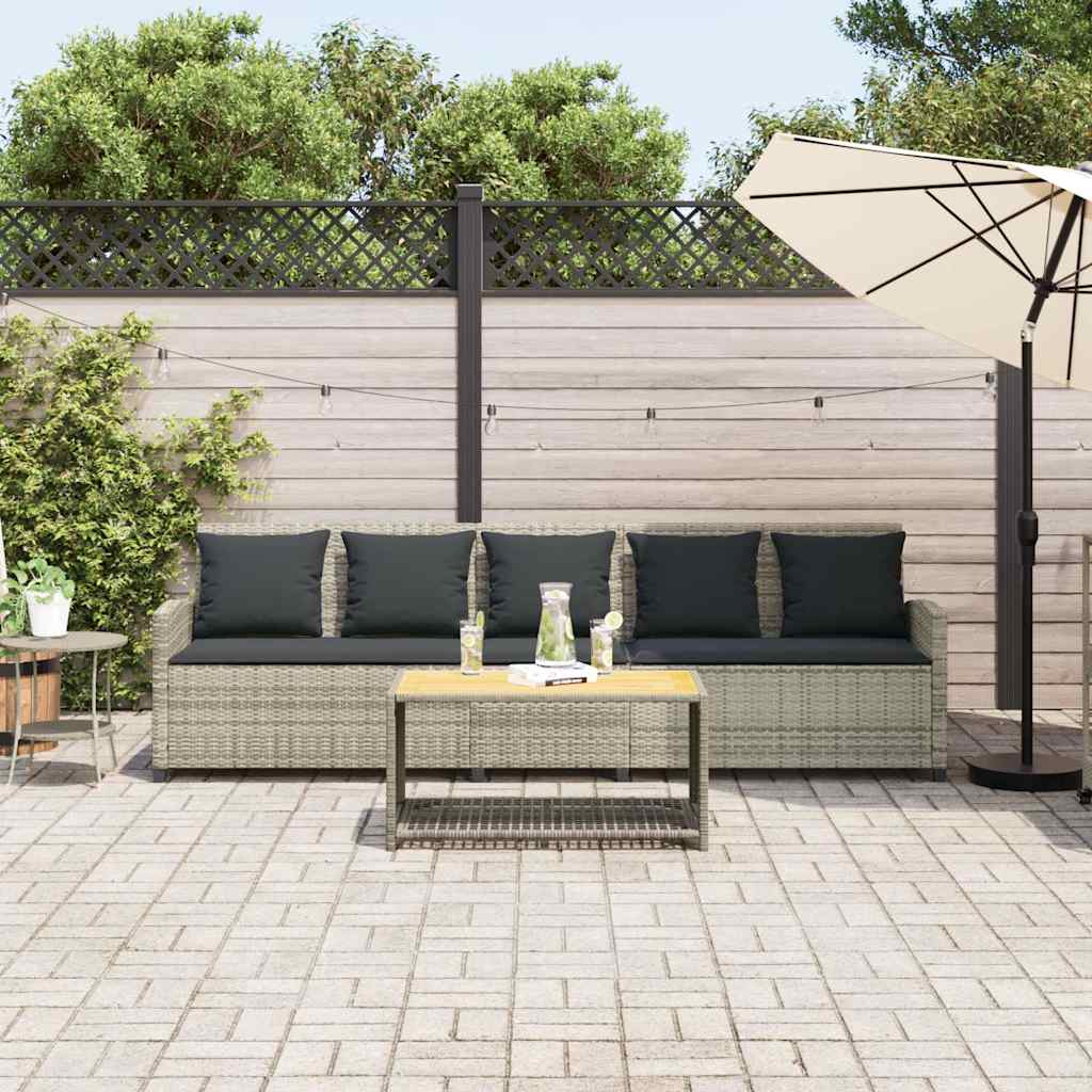 Thumbnail - vidaXL Gartensofa 5-Sitzer mit Kissen Hellgrau Poly Rattan