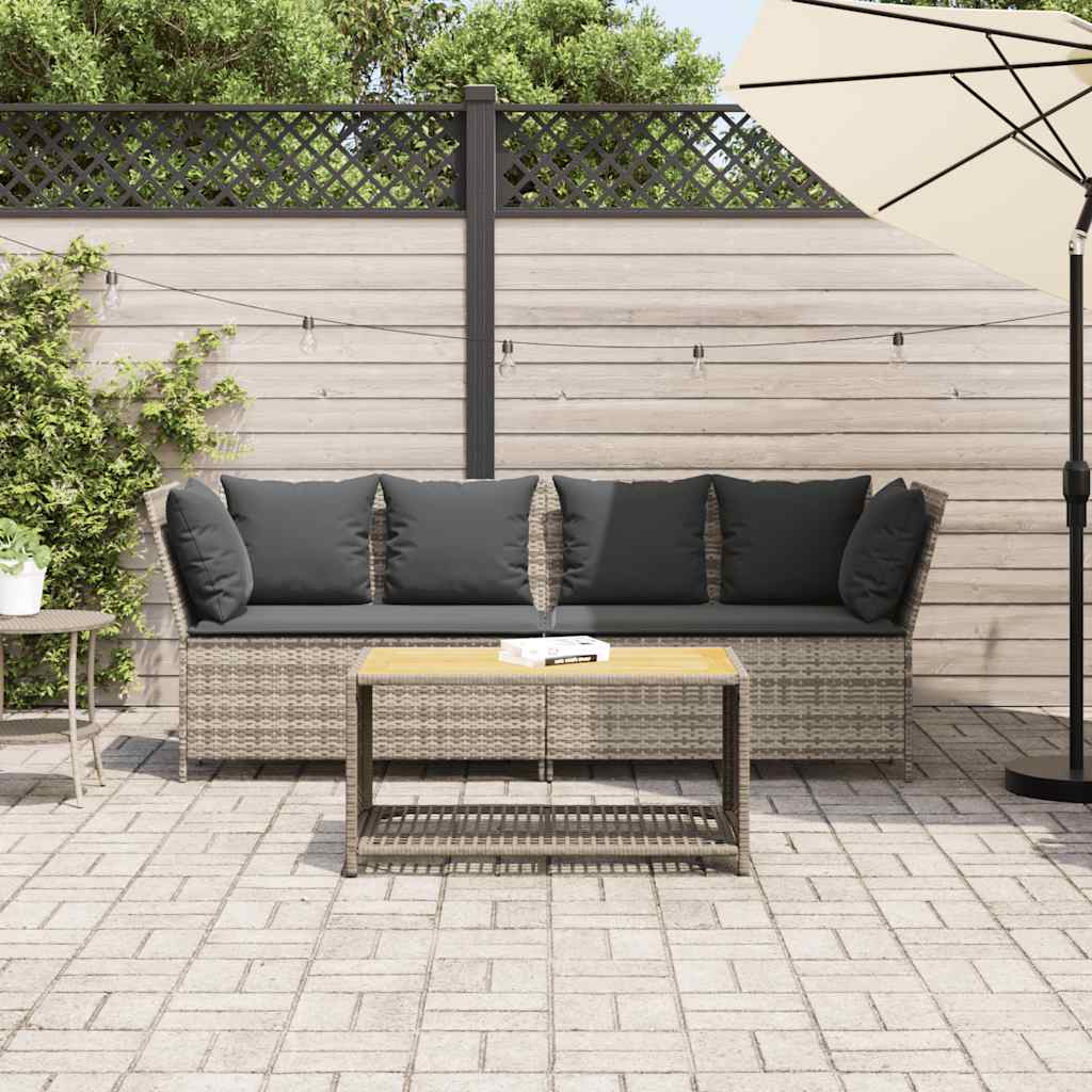 vidaXL világosszürke polyrattan kerti kanapé párnával