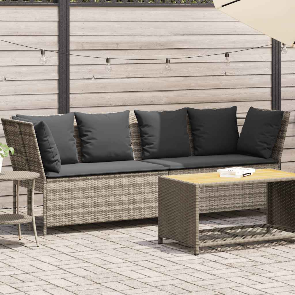 vidaXL Gartensofa mit Kissen Hellgrau Poly Rattan