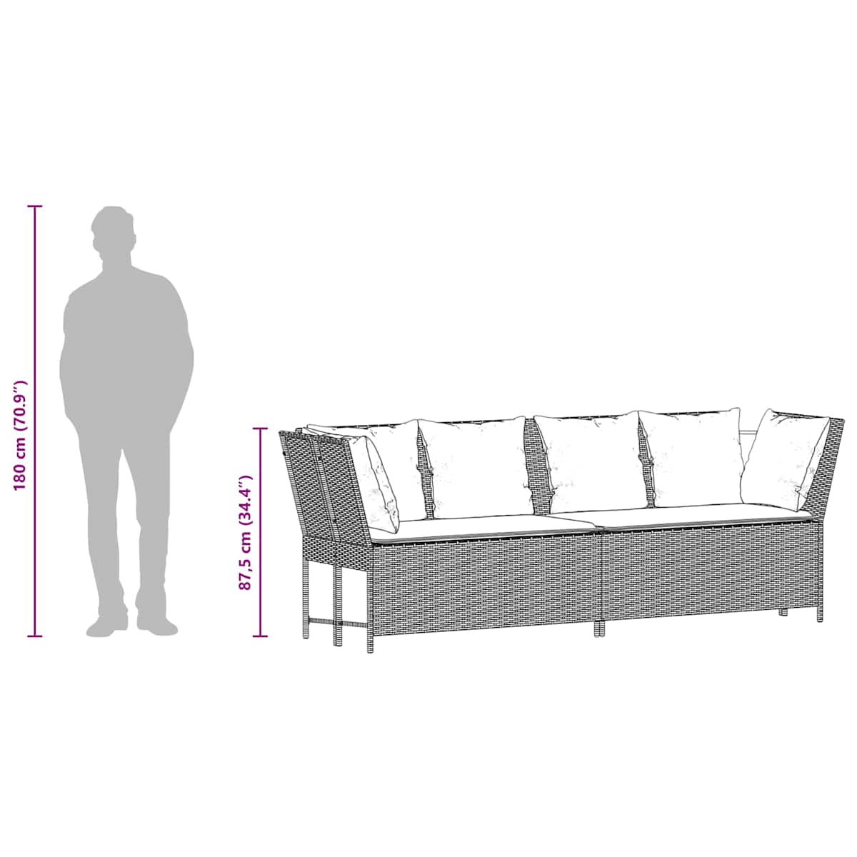 Havesofa med hynder polyrattan - Billede 10