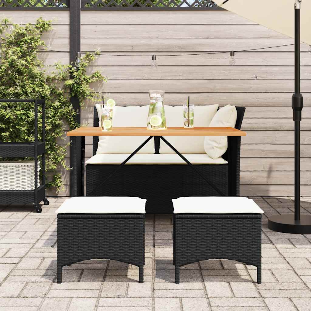 vidaXL 4-delige Tuinset met kussens poly rattan zwart