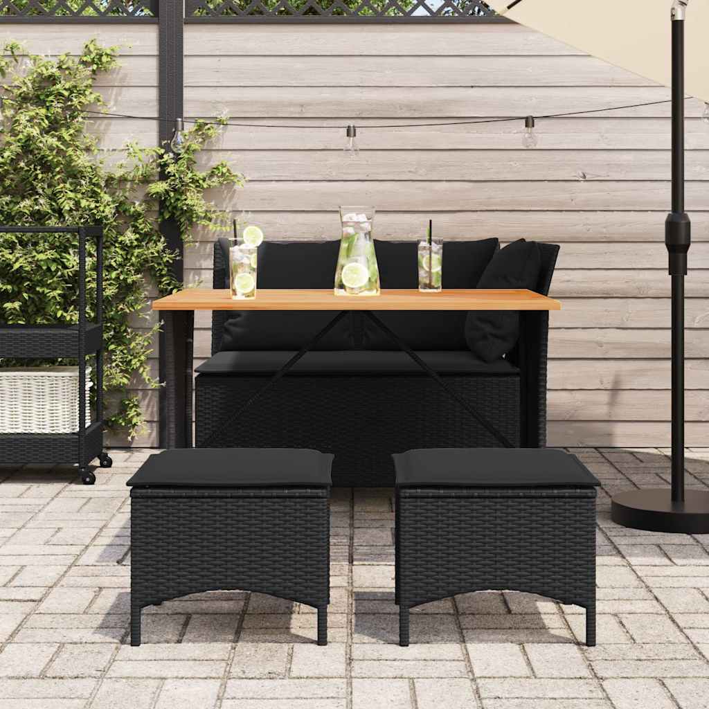 vidaXL 4-delige Tuinset met kussens poly rattan zwart